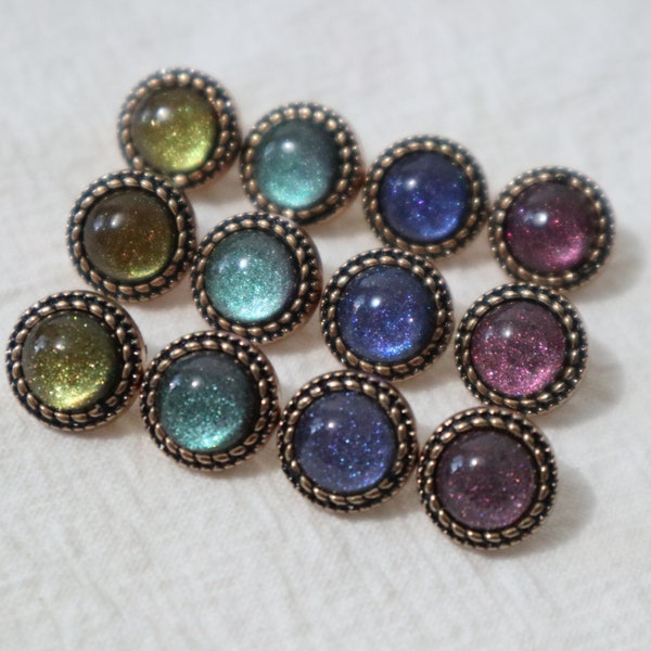 11mm Change Colour Buttons, Colouration Buttons, Metal Shank Buttons, Colourful, Artificial Gemstone or Crystal, Shirt, Sewing Button #1M209