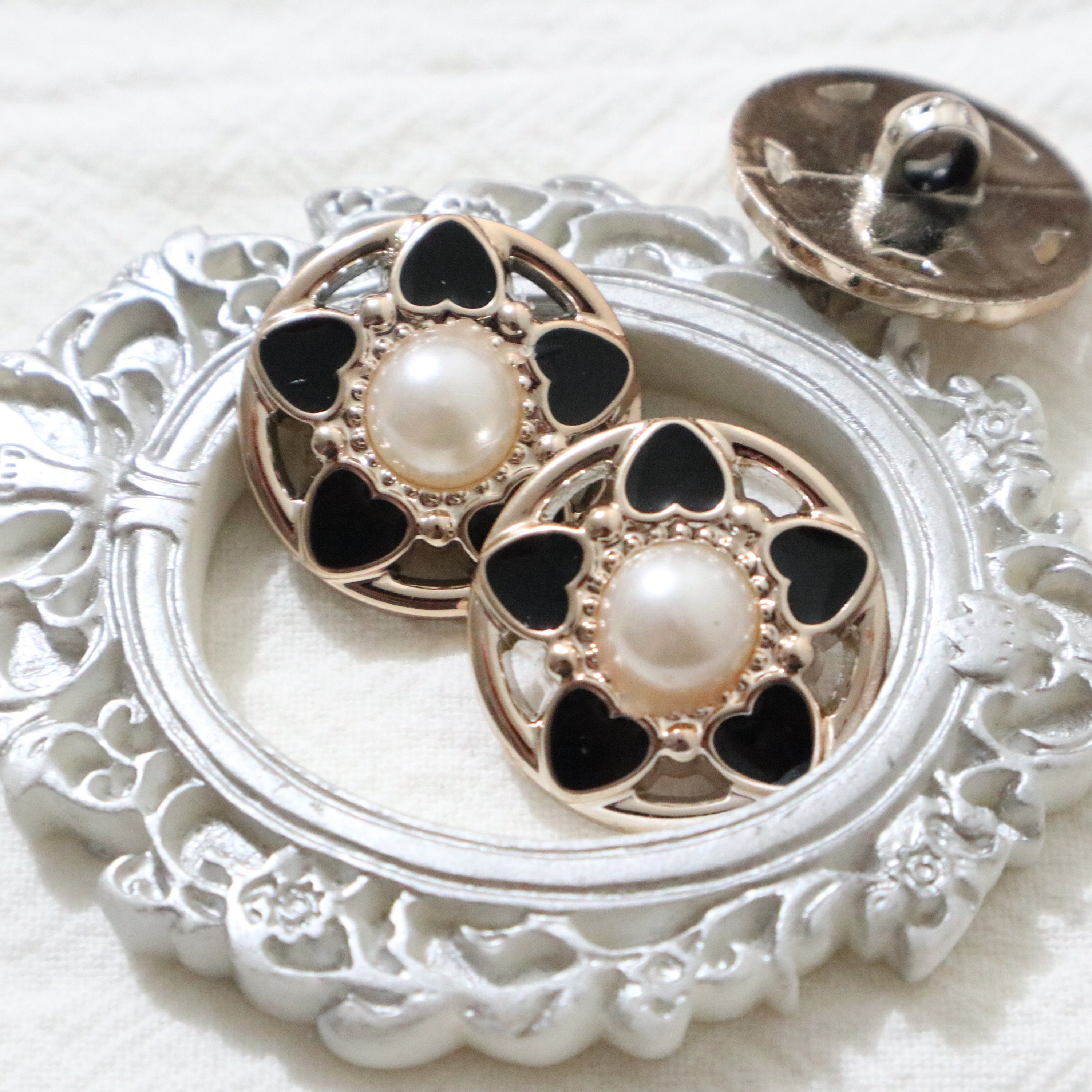 24mm Metal Shank Buttons, Pearl Buttons, Vintage Style Buttons