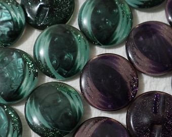 5 Pcs- Boutons de tige en résine de 30 mm, boutons de style vintage, boutons de manteau vert et violet, scintillants, paillettes, nacrés, bouton de couture #