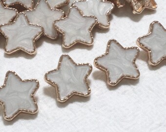 18mm Metal Shank Buttons, White Enamel Star Button, Metal Gold Shank Buttons, Clothes Buttons,  Buttons, Sewing Button