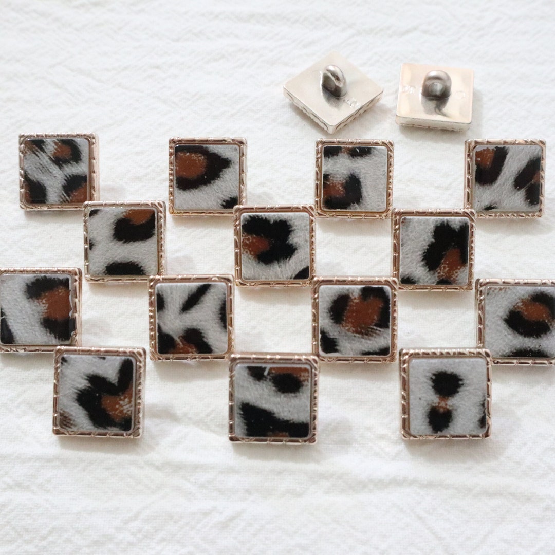 10 Buttons, 17*21mm Plastic Shank Buttons, Vintage Style Leopard Print ...