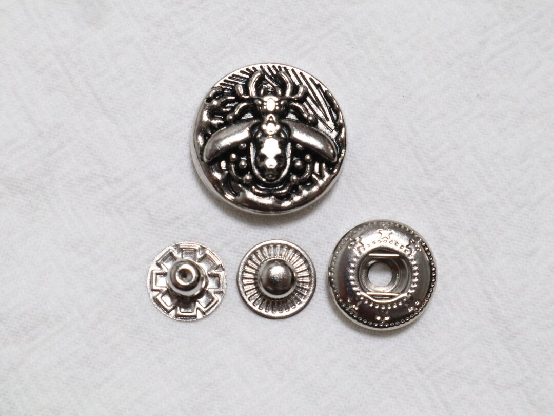 10 Sets- 20mm Snap Buttons, Silver Beetle Button, Skull Bone Button ...