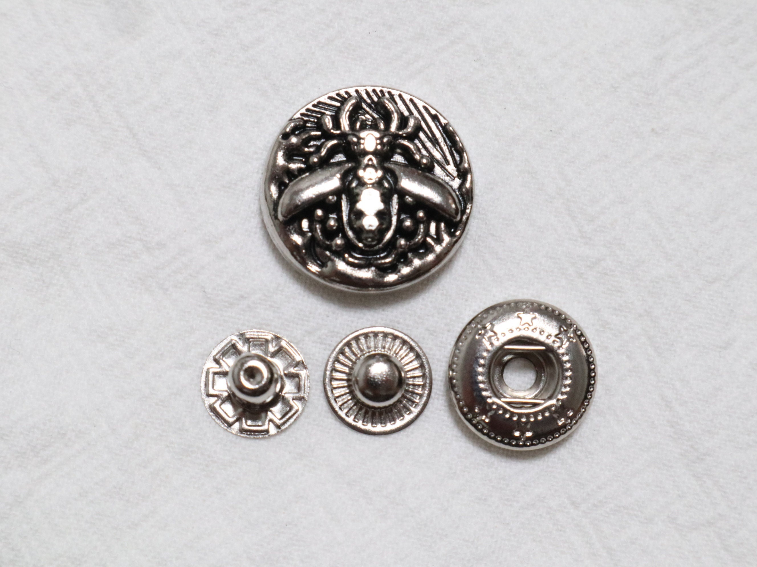 10 Sets- 20mm Snap Buttons, Silver Beetle Button, Skull Bone Button ...