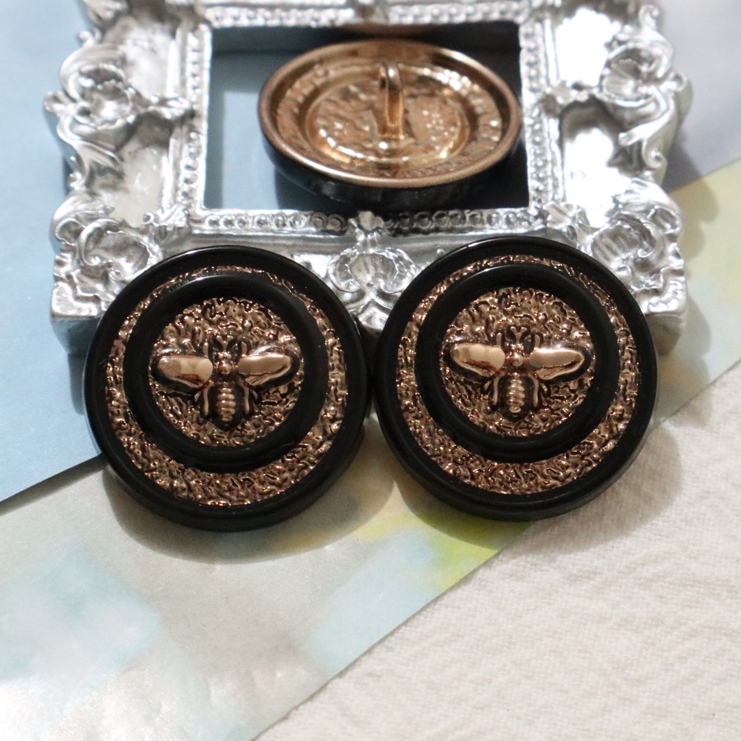 23mm Metal Shank Buttons, Bee Buttons, Bees, Insect, Insects, Rose Gold ...