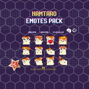 12 Hamtaro Emotes for Discord Twitch – Cute Anime Hamster Reactions, Hamtaro Stream Emote Pack