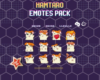 12 Hamtaro Emotes for Discord Twitch – Cute Anime Hamster Reactions, Hamtaro Stream Emote Pack