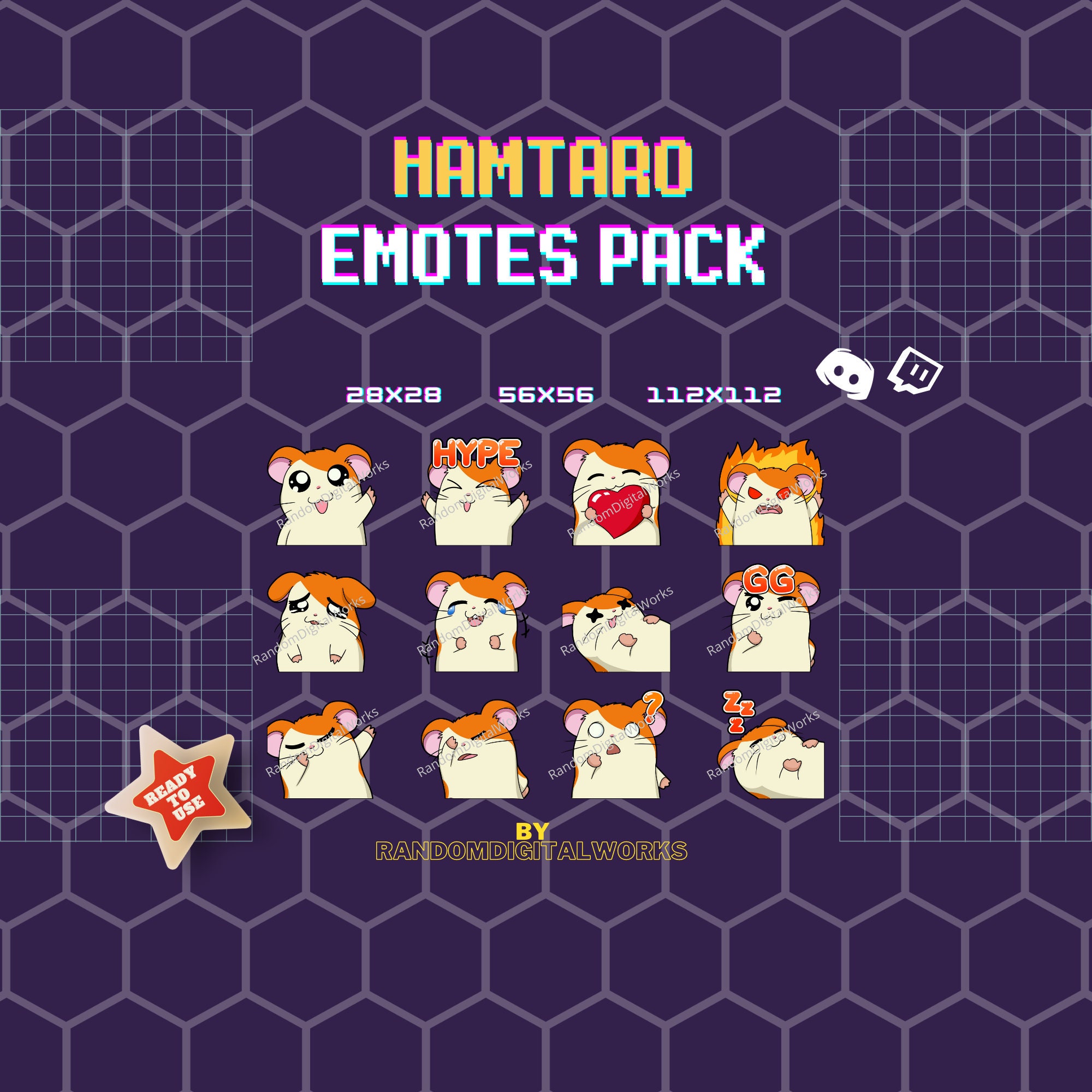 Hamtaro and Bijou cross stitch pattern, Instant Download, cute cross stitch,  Free shipping, PDF