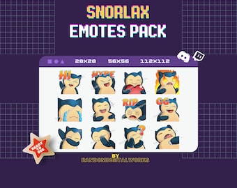 12 Snorlax Emotes for Discord Twitch – Cozy & Funny Monster Trainer Reactions, Snorlax Stream Emote Set