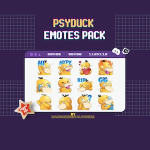 12 Psyduck Emotes for Discord Twitch – Funny & Cute Pocket Monster Reactions, Psyduck Stream Emote Pack