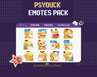 12 Psyduck Emotes for Discord Twitch – Funny & Cute Pocket Monster Reactions, Psyduck Stream Emote Pack
