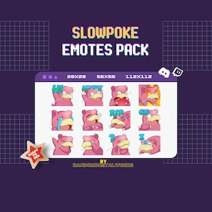 12 Slowpoke Emotes for Discord Twitch – Cute Pocket Monster Stream Emotes, Slowpoke Reactions for Streamers & Chat