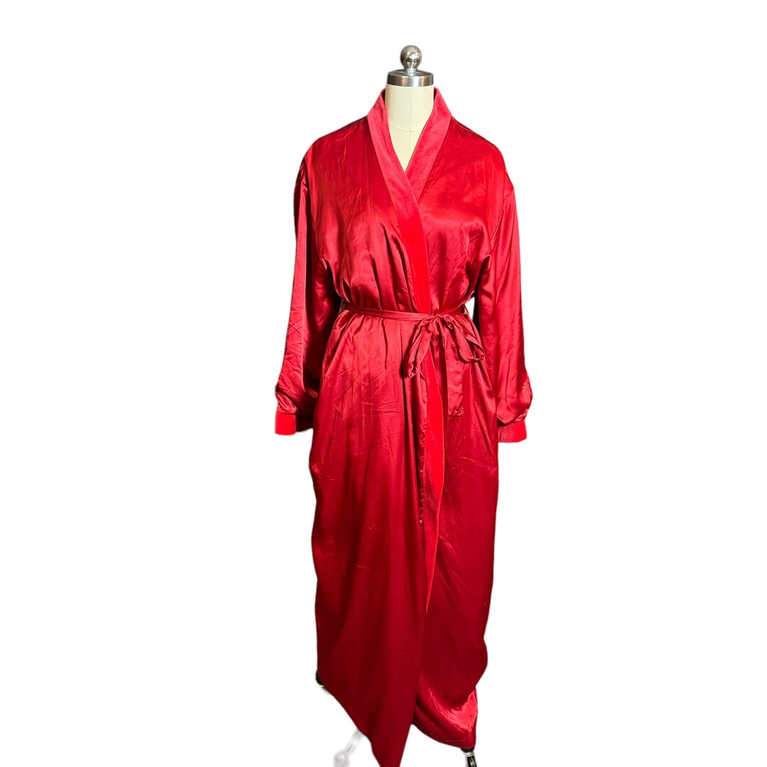 Victorias Secret Velvet Trim Red Robe - Etsy