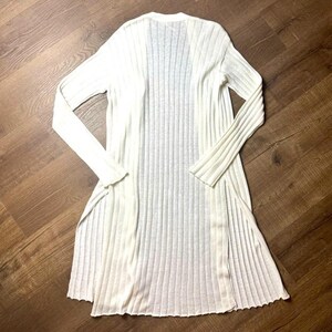 Free People White Ribbed Cardigan Sweater Size Large image 10