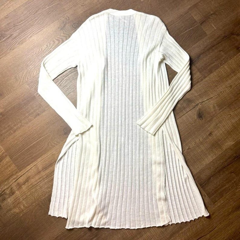 Free People White Ribbed Cardigan Sweater Size Large image 10