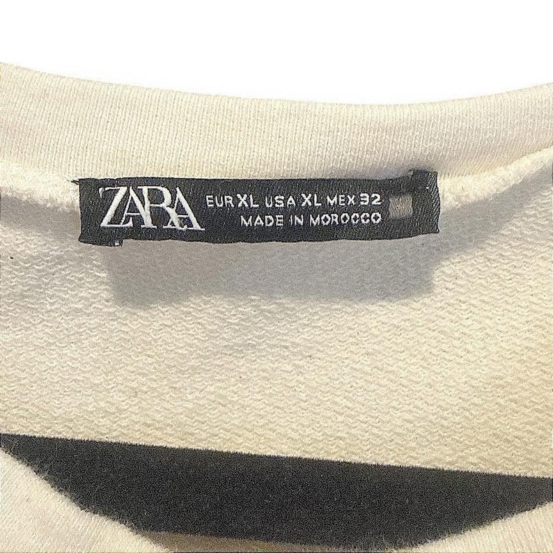 ZARA Graphic Print Crewneck Sweatshirt Cream Oversized Art Illustration XL image 6