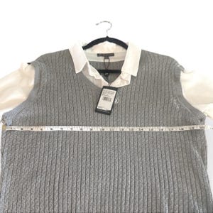 NWT Adrianna Papell Womens Gray Knit Sweater Vest White Button Down image 4
