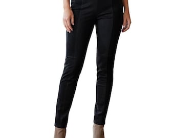Pantalones Lafayette 148 New York con ribete de ante negro, talla 8