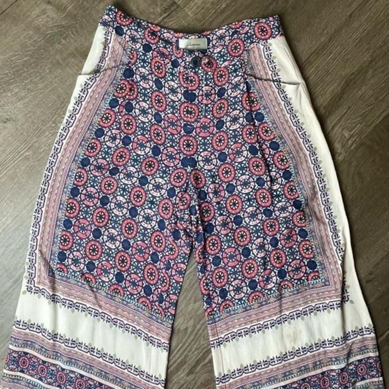 Elevenses Anthropologie Wide Leg Boho Pants Size 2 image 7