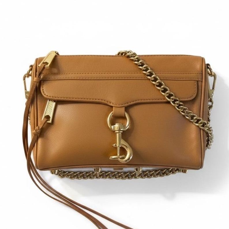 Rebecca Minkoff crossbody bag tan leather gold chain crossbody image 1