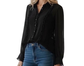 INC International Concepts Semi Sheer Silk Blouse Size 10