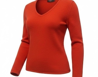 Carole Little Women Red V Neck Long Sleeve Sweater Size L