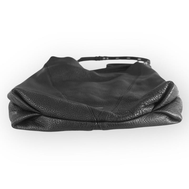 Rebecca Minkoff Black Leather Hobo Shoulder Bag Zipper Accents imagem 3