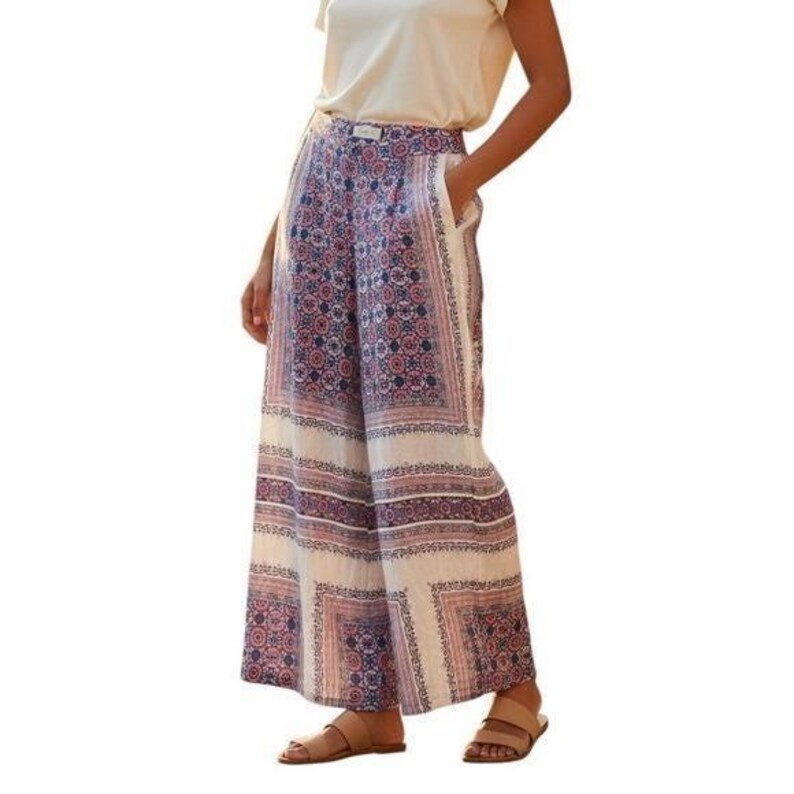 Elevenses Anthropologie Wide Leg Boho Pants Size 2 image 1