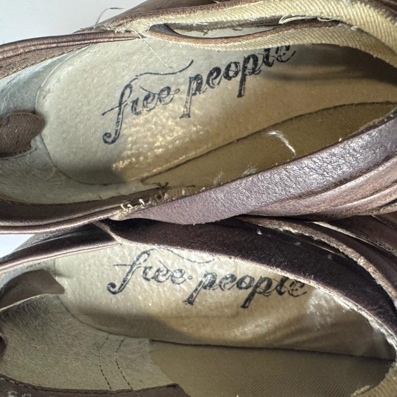 Free People Brown Leather Ankle Boots Size 39 image 4