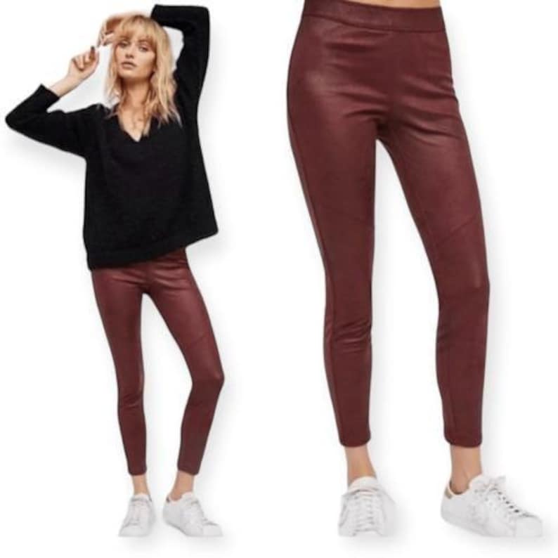 Free People Leggings Burgundy Size 27 image 1