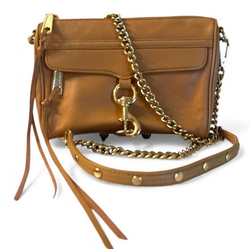 Rebecca Minkoff crossbody bag tan leather gold chain crossbody image 2