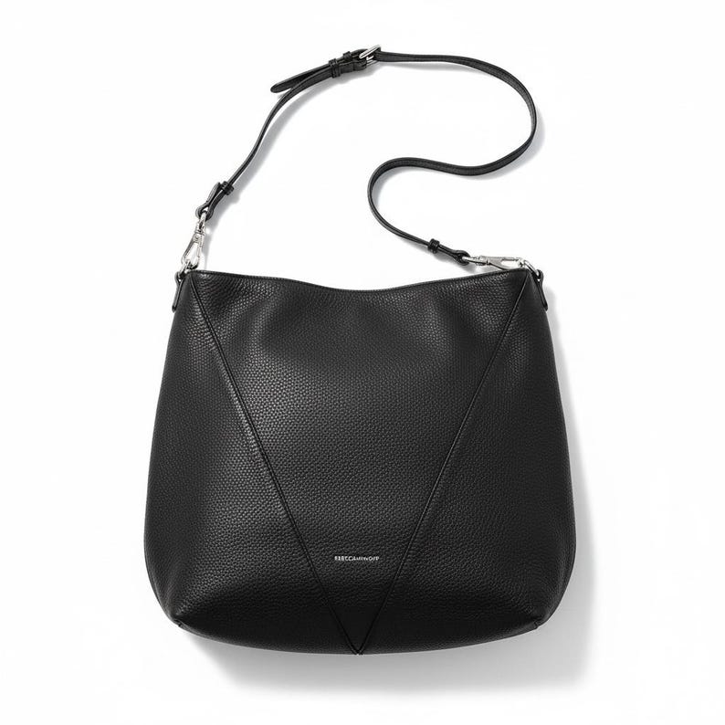 Rebecca Minkoff Black Leather Hobo Shoulder Bag Zipper Accents imagem 2