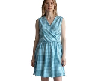 Blue Gingham Swim Dress