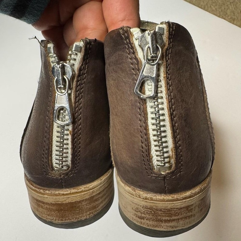 Free People Brown Leather Ankle Boots Size 39 image 6