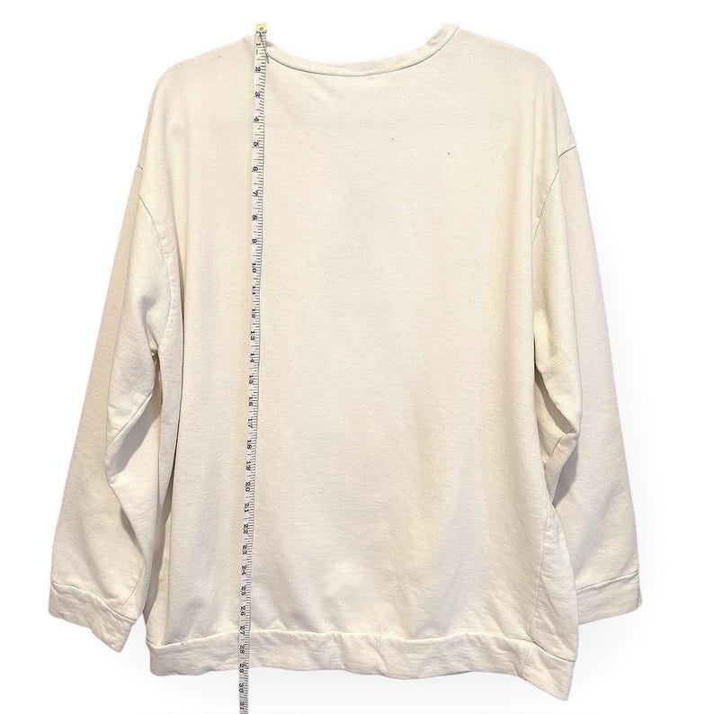 ZARA Graphic Print Crewneck Sweatshirt Cream Oversized Art Illustration XL image 3