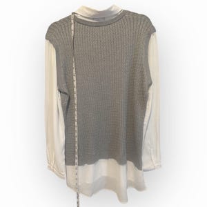 NWT Adrianna Papell Womens Gray Knit Sweater Vest White Button Down image 3