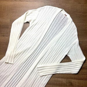 Free People White Ribbed Cardigan Sweater Size Large image 6