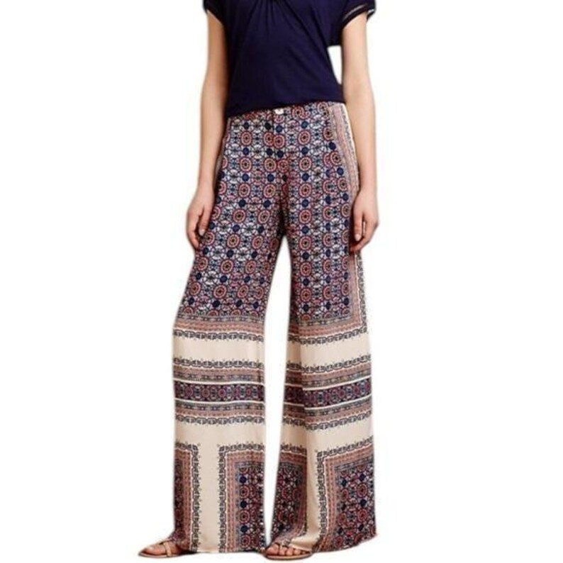 Elevenses Anthropologie Wide Leg Boho Pants Size 2 image 2