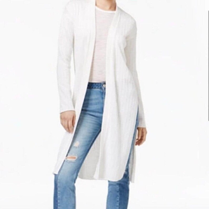 Free People White Ribbed Cardigan Sweater Size Large image 4