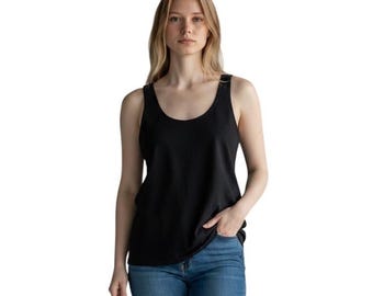 Camiseta sin mangas de lino 100% orgánico de Eileen Fisher, talla grande.