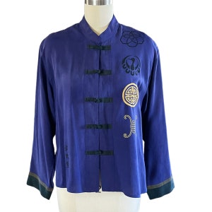 Vintage Chico’s Silk Shirt | Asian Inspired Blouse | Dragon