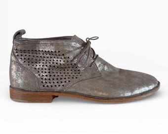 Trask Metallic Leather Ankle Boots Womens Size 10