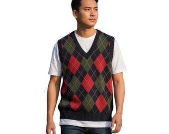Woods and Gray Mens Cotton Argyle Sweater Vest Size Large
