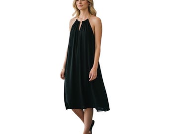 Micheal Kors Black Knee Length Dress Gold Accents Size Medium