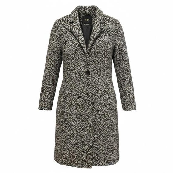 Maje Leopard Print Wool Blend Button Front Long C… - image 2