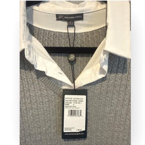 NWT Adrianna Papell Womens Gray Knit Sweater Vest White Button Down image 5