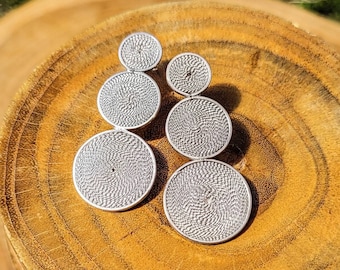 Handmade Filigree Sterling Silver Earrings – Circular Column Design