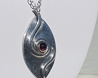 Handmade Sterling Silver Gemstone Necklace, Geometric Element Design