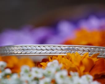 Handmade Sterling Silver Chevron Cuff Bracelet, Geometric Design