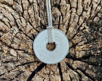 Handmade Fine Silver Filigree Disc Pendant Necklace: With Gourmet Adjustable Chain
