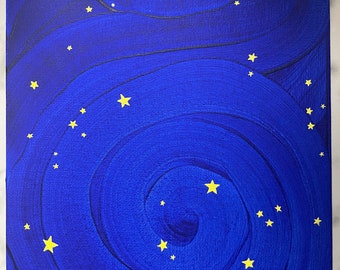 Étoiles scintillantes - Toile 7 x 9 acrylique